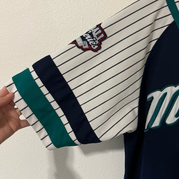 Vintage Seattle Mariners Dynasty Series Baseball Jersey Navy Pinstripes MLB-M - Picture 4 of 8